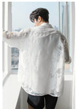 Otusi Oversized See-through Lace Shirt