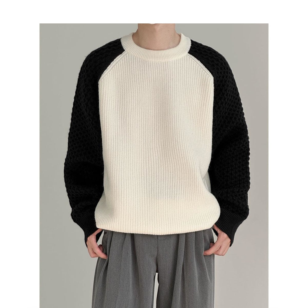 Otusi Panda Color Round Neck Pullover Sweater