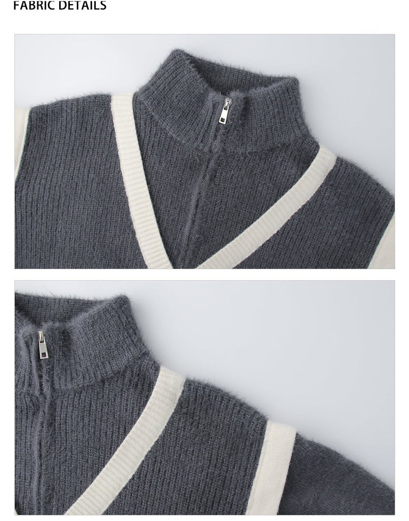 Otusi Polo Half Zip Contrast Sweater