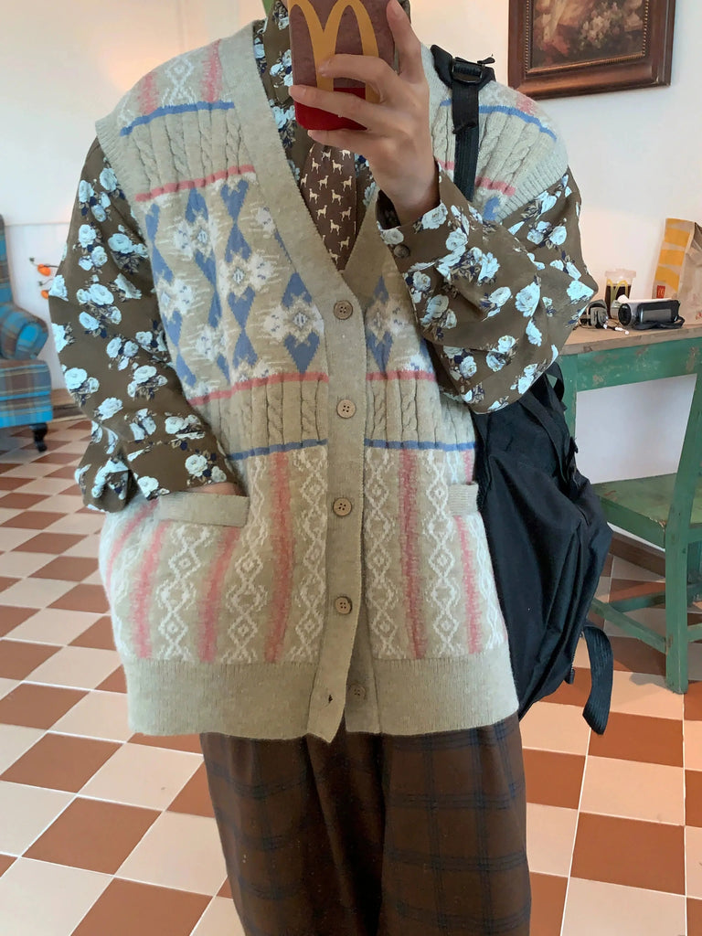Otusi Retro Cardigan Knitted Vest