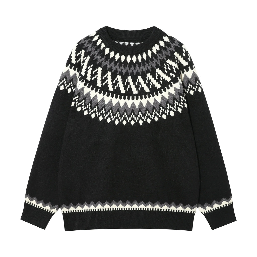 Otusi Round Neck Pattern Printed Sweater