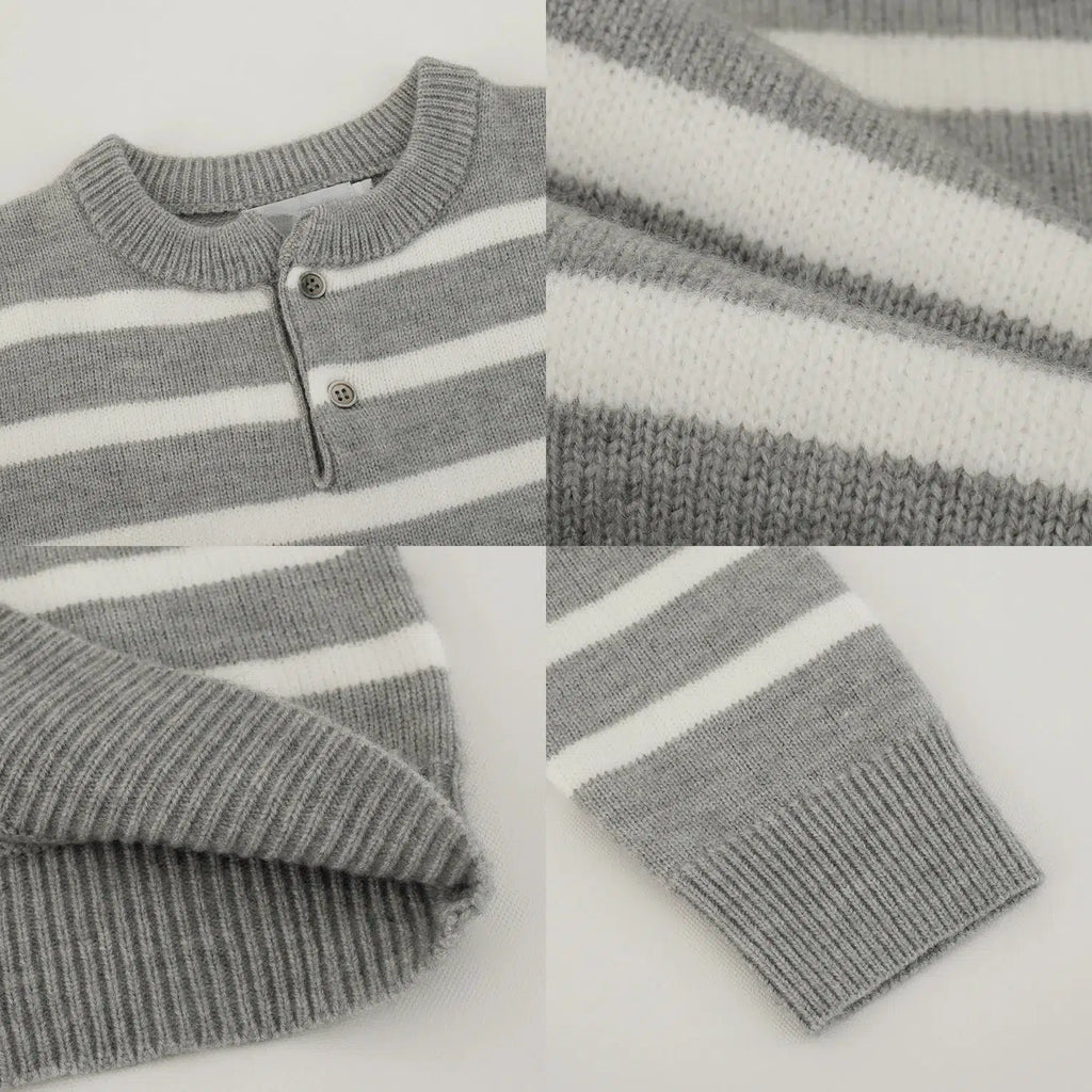 Otusi Round Neck Striped Sweater
