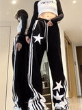 Otusi Y2K Star Print Gray Jogging Sweatpants Women Streetwear Vintage Black Sports Pants Oversized Kpop Brown Wide Long Pants