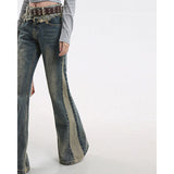 Otusi Vintage Streetwear Style High Waist Flare Baggy Jeans Pants Women's Y2K New Fashion Wide Leg Denim Pants Female Pants