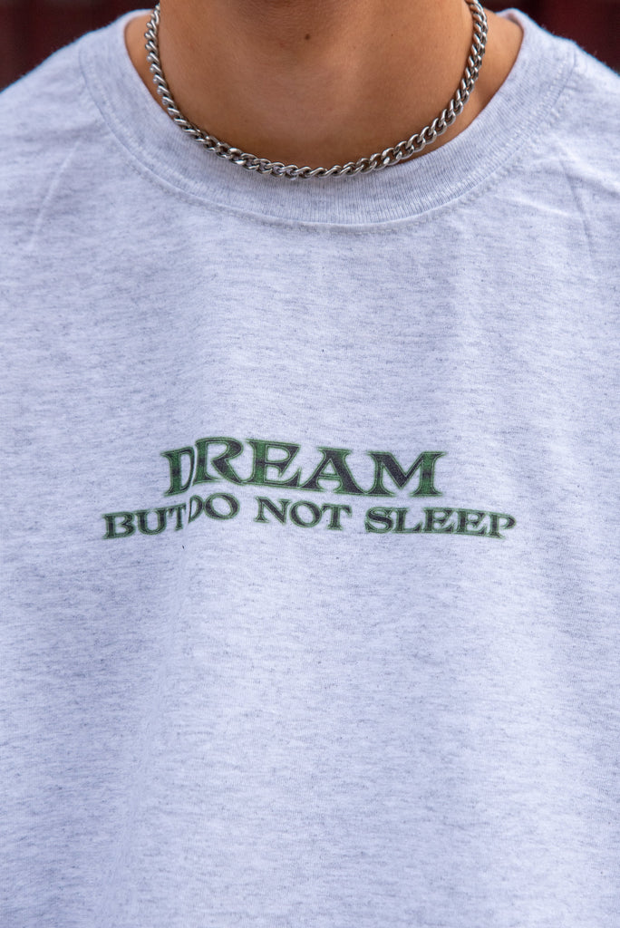 Otusi Short Sleeved T-shirt in Heather Grey With DBDNS Futuristic Logo Print