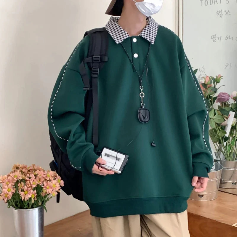 OTUSI New Men Casual Sweatshirt Autumn Harajuku Hoodies Solid Color Male Hip Hop Streetwear Pullover Long Sleeve Tracksuit Clothing