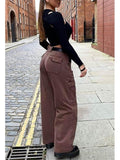 Otusi Casual Denim Pants Women Summer 2023 New Fashion Solid Pocket Straight Trousers Basics High Waist Jeans