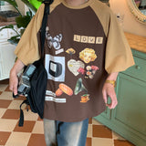 Otusi Short Sleeve Color Block Raglan Shoulders T-shirt