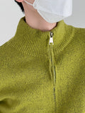 Otusi Stand-up Collar Zipper Cardigan Sweater