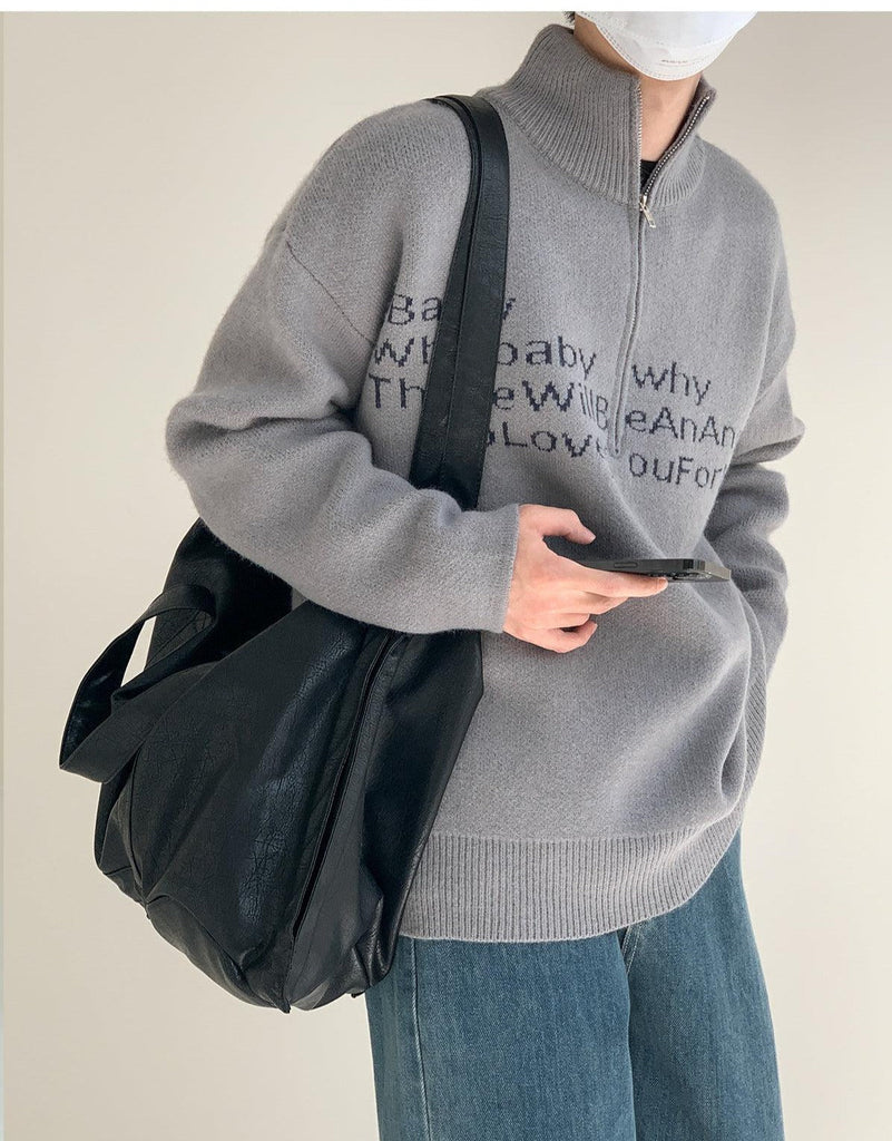 Otusi Thick Stand Collar Half-Zip Sweater