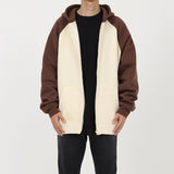 Otusi Two Color Zipper Hooded Plus Fleece