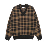 V-Neck Plaid Sweater