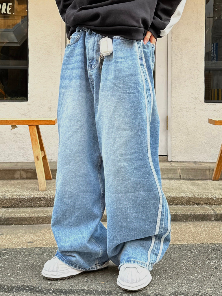 Otusi [FLAT ROOM] Track super wide jeans 2color FL23