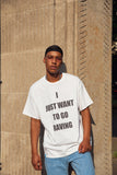 Otusi Short Sleeve Tshirt in White with I Just Want To Go Raving Print