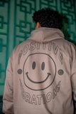 Otusi Heavyweight Hoodie in Mocha with 90s Rave Smiley Print