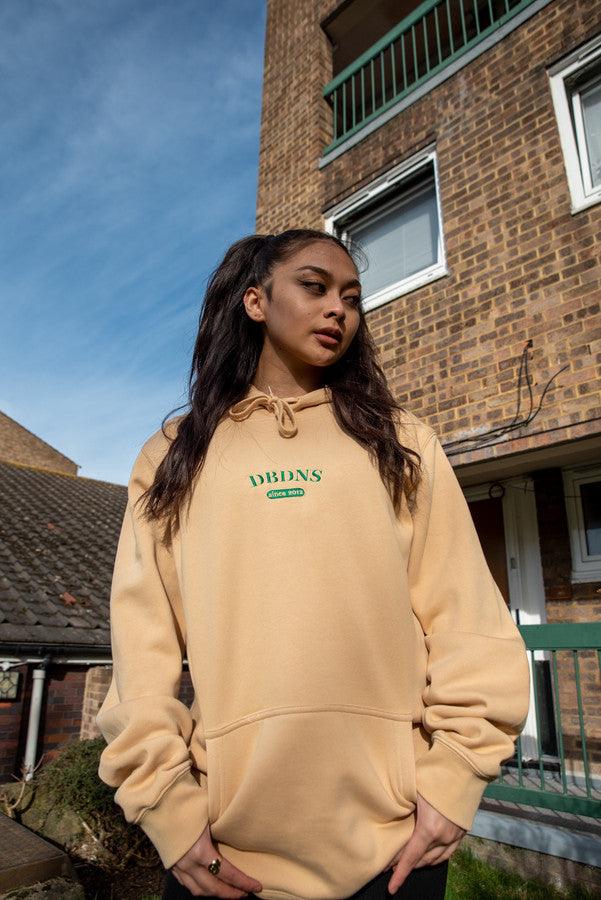 Otusi Premium Hoodie in Tan with College Logo Embroidery