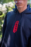Otusi Black Hoodie With Red Dragon Embroidery