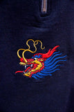 Otusi 1-4 Zip Sweatshirt in Black With Chinese Dragon Embroidery