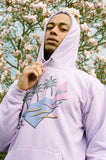 Otusi Hoodie In Lilac With 80s California Palm Print