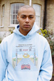 Otusi Hoodie In Light Blue With Drive In To The Sunset Print