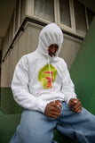 Otusi Hoodie in White With Lost In Motion Infrared Print
