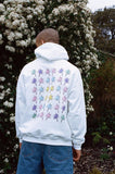 Otusi Hoodie In White With Tropical Palm Tree Print