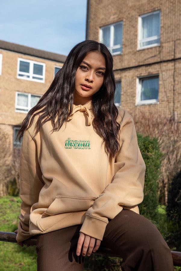 Otusi Hoodie in Tan with Three Type Logo Embroidery