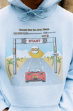 Otusi Hoodie In Light Blue With Drive In To The Sunset Print